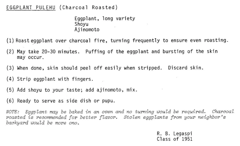 Eggplant Pulehu (Charcoal Roasted)