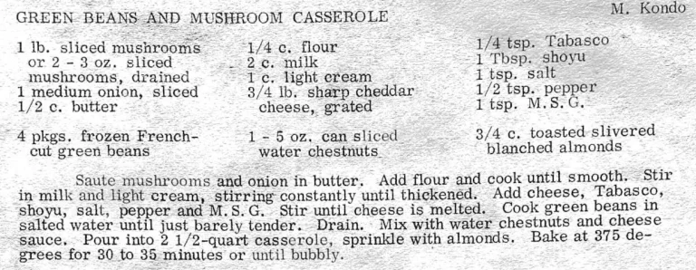 Green Beans and Mushroom Casserole