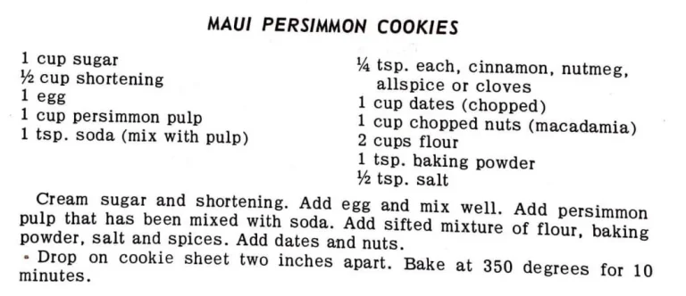 Maui Persimmon Cookies