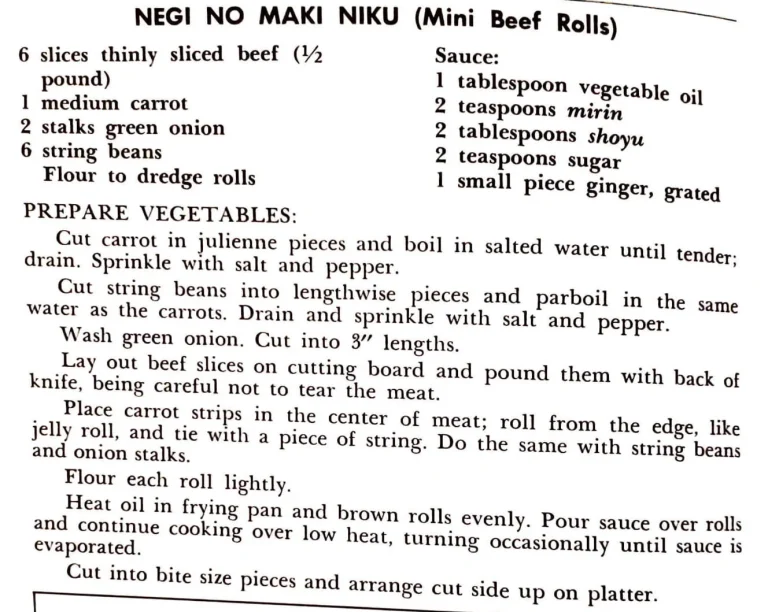 Negi No Maki Niku (Mini Beef Rolls)