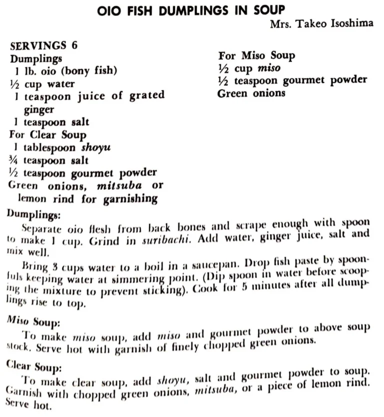 Oio Fish Dumplings in Soup