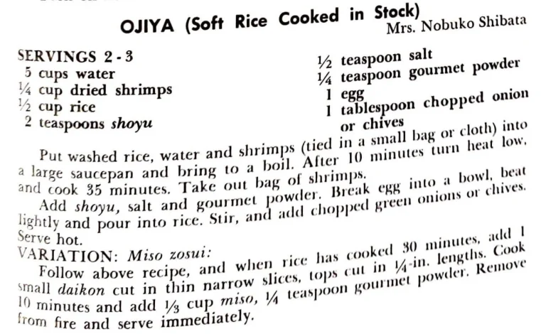 Ojiya (Soft Rice Cooked in Stock)