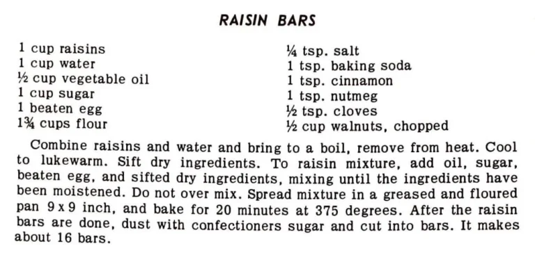 Raisin Bars