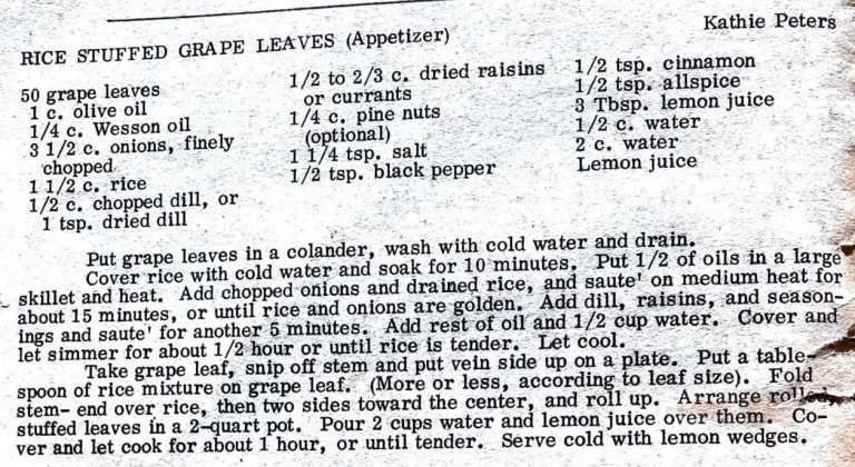 Rice Stuffed Grape Leaves (Appetizer)