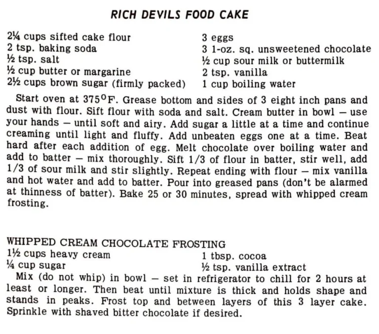 Rich Devils Food Cake