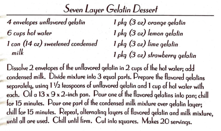 Seven Layer Gelatin Dessert