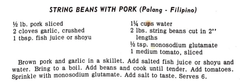 String Beans With Pork (Palang – Filipino)