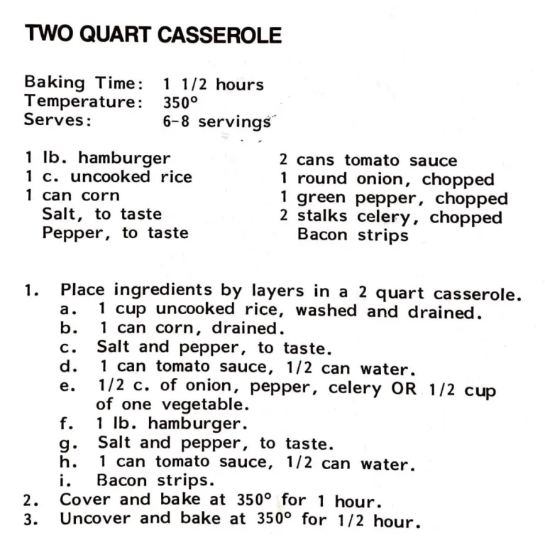 Two Quart Casserole