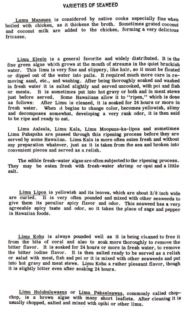 Varieties of Seaweed