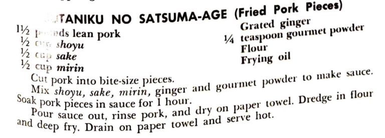 Butaniku No Satsuma-Age (Fried Pork Pieces)