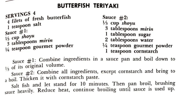 Butterfish Teriyaki