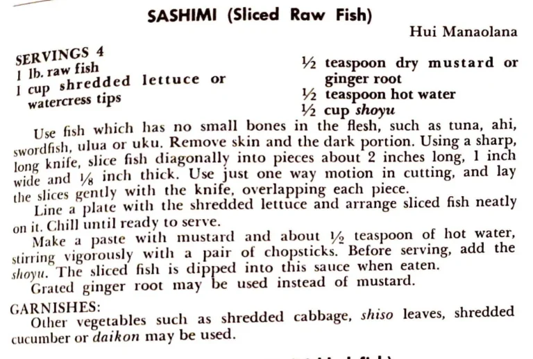 Sashimi (Sliced Raw Fish)