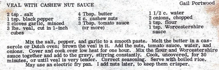 Veal With Cashew Nut Sauce