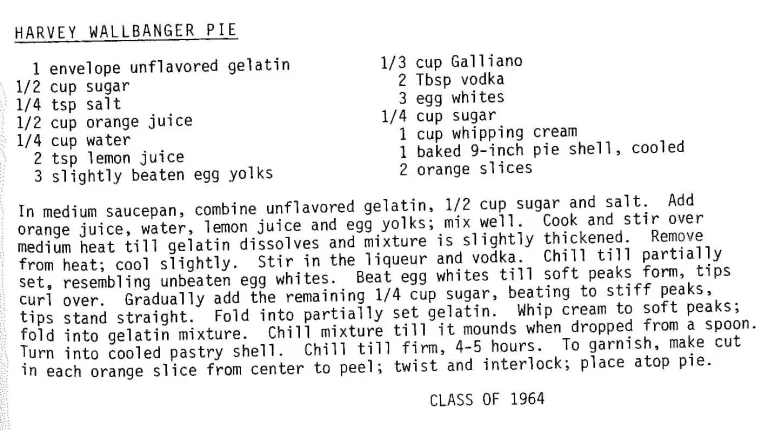 Harvey Wallbanger Pie