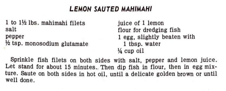 Lemon Sauteed Mahimahi