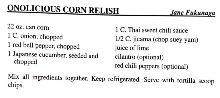 Onolicious Corn Relish