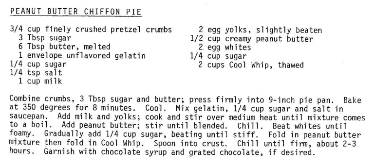 Peanut Butter Chiffon Pie