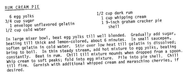 Rum Cream Pie