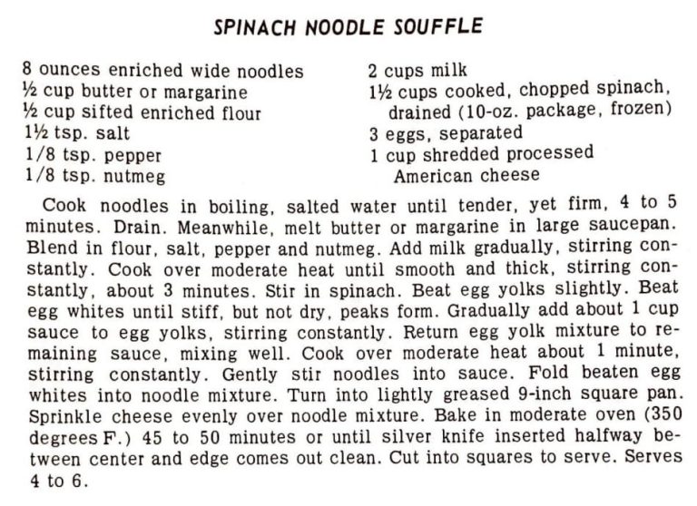 Spinach Noodle Souffle