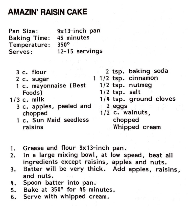 Amazin’ Raisin Cake