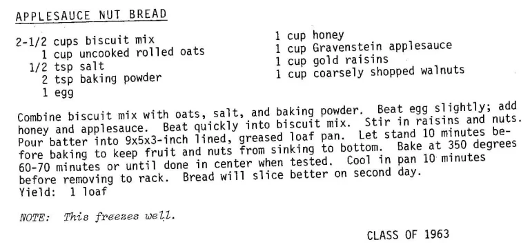 Applesauce Nut Bread