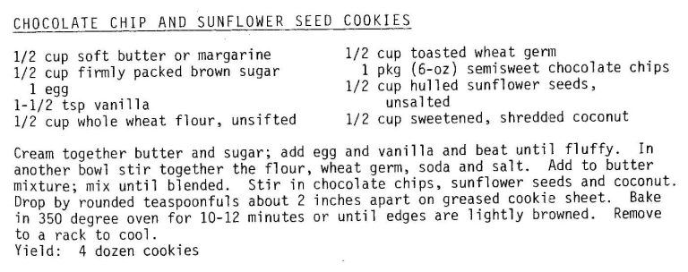 Chocolate Chip and Sunflower Seed Cookies