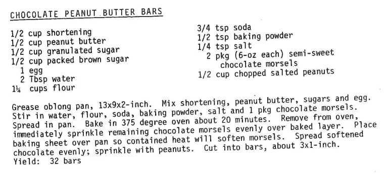 Chocolate Peanut Butter Bars