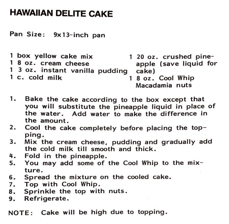 Hawaiian Delite Cake