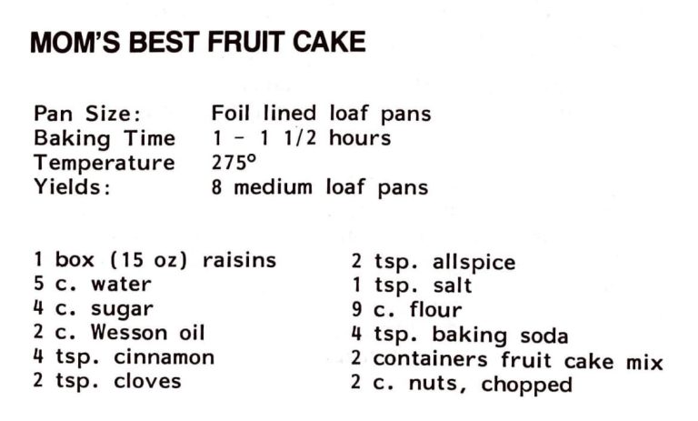 Mom’s Best Fruit Cake