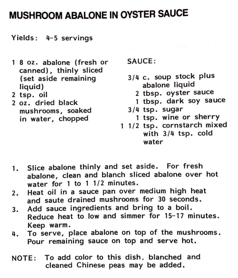 Mushroom Abalone in Oyster Source