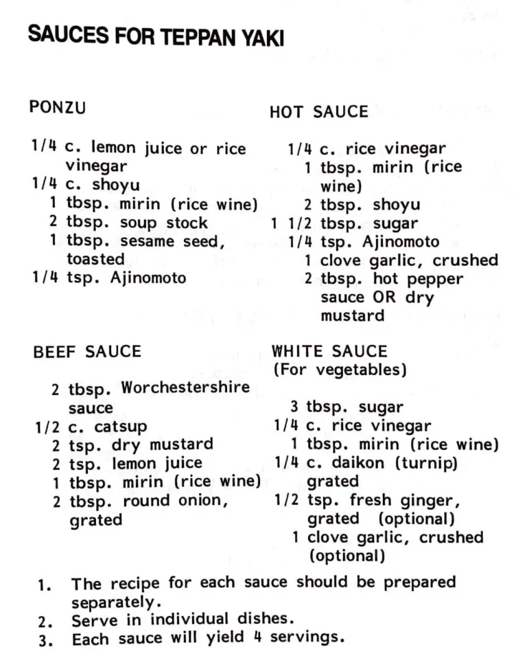 Sauces for Teppan Yaki