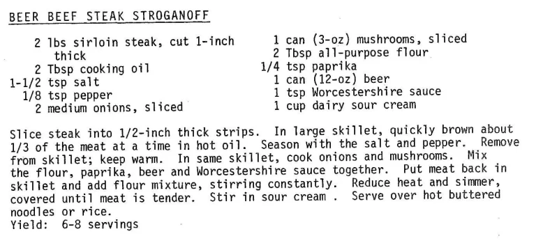 Beer Beef Steak Stroganoff
