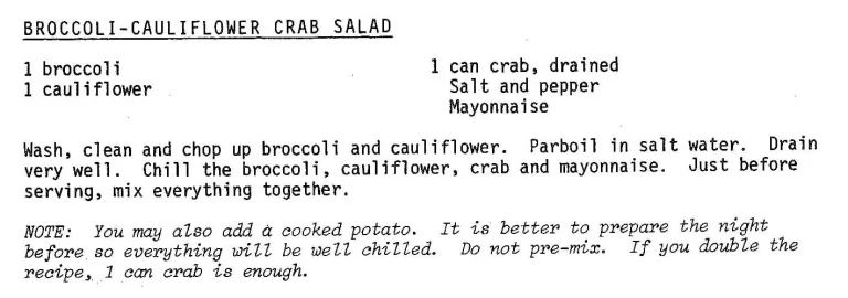 Broccoli-Cauliflower Crab Salad