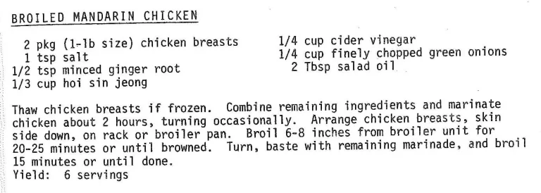 Broiled Mandarin Chicken