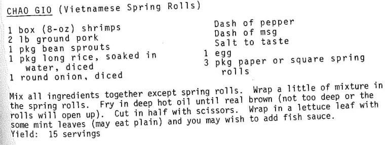 Chao Gio (Vietnamese Spring Rolls)