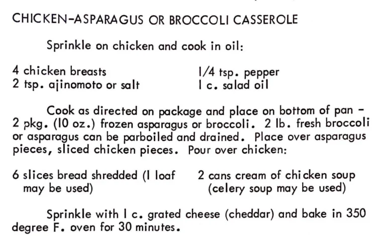 Chicken-Asparagus or Broccoli Casserole