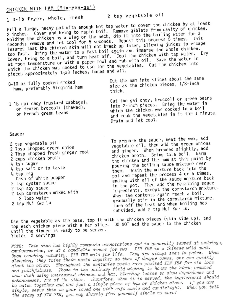 Chicken with Ham (Yin-yen-gai)