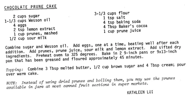 Chocolate Prune Cake