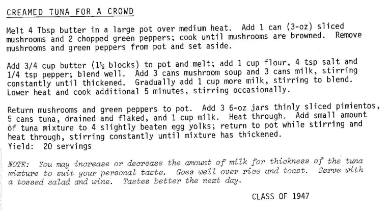 Creamed Tuna for a Crowd