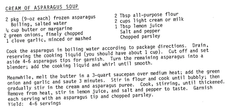 Cream of Asparagus Soup
