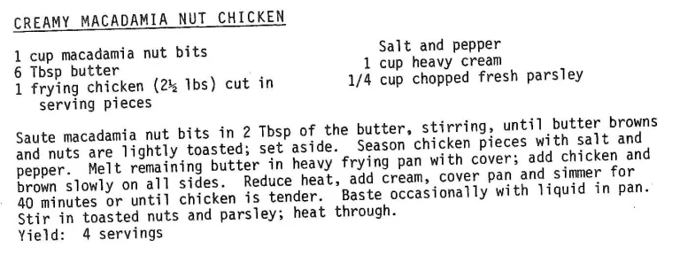 Creamy Macadamia Nut Chicken