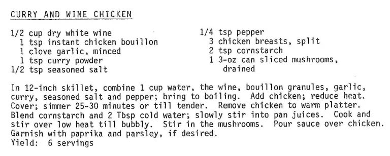 Curry and Wine Chicken