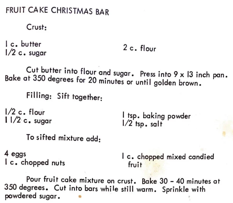 Fruit Cake Christmas Bar