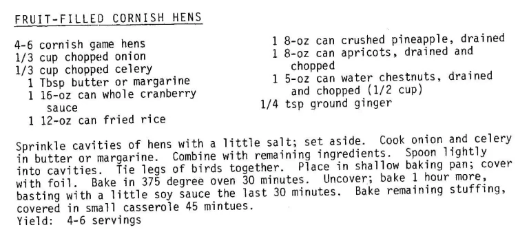 Fruit-Filled Cornish Hens