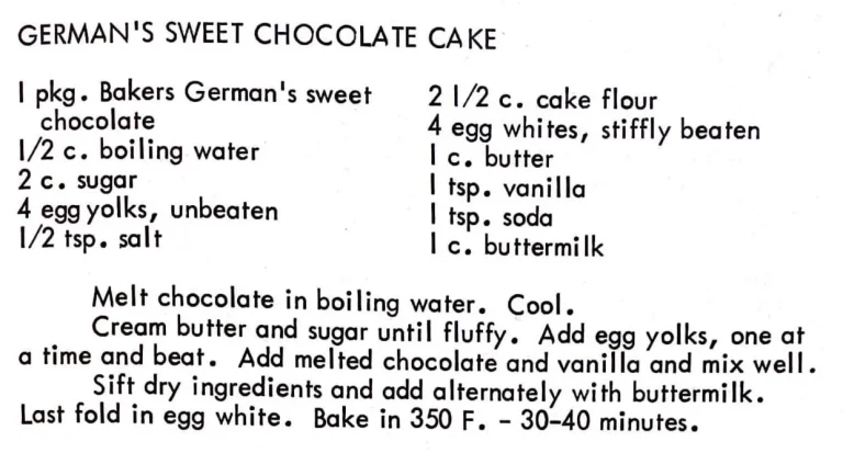 German’s Sweet Chocolate Cake