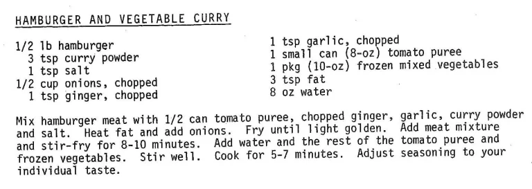Hamburger and Vegetable Curry