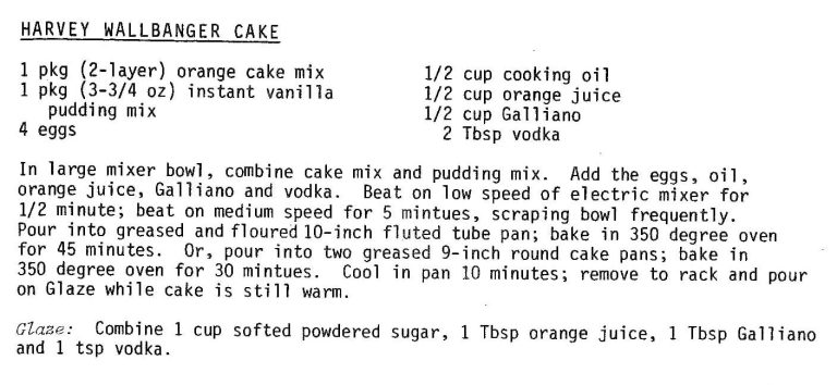 Harvey Wallbanger Cake