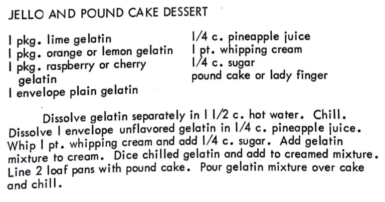 Jello and Pound Cake Dessert