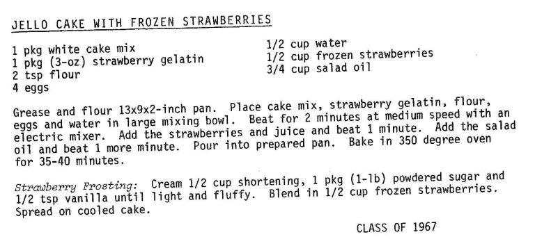 Jello Cake with Frozen Strawberries