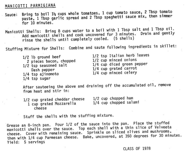 Manicotti Parmigiana